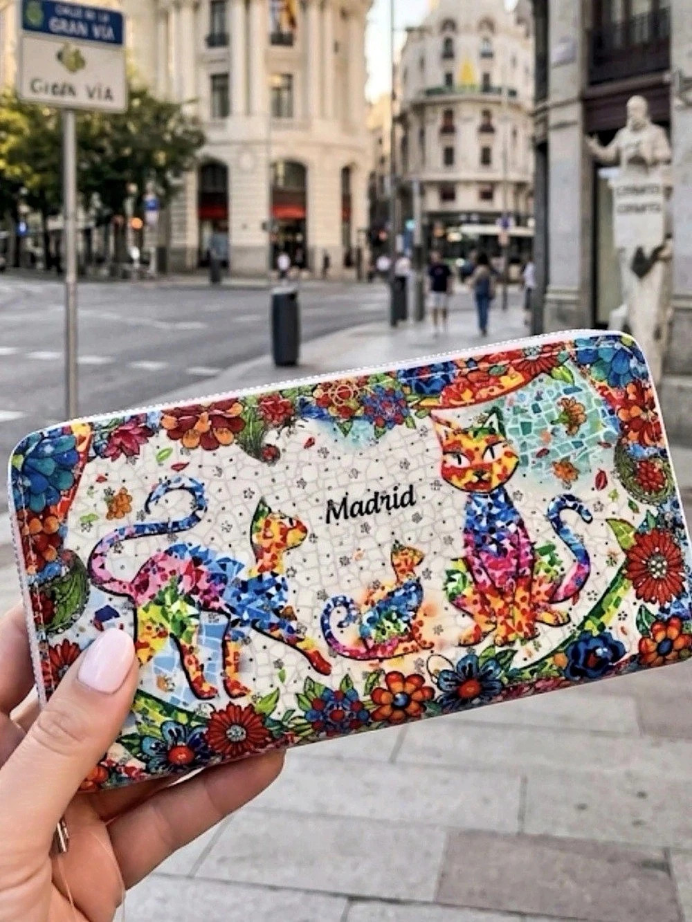 Gavi Fashion Women’s Wallet Madrid Cat Zip Around Full Size Made In Spain NEW